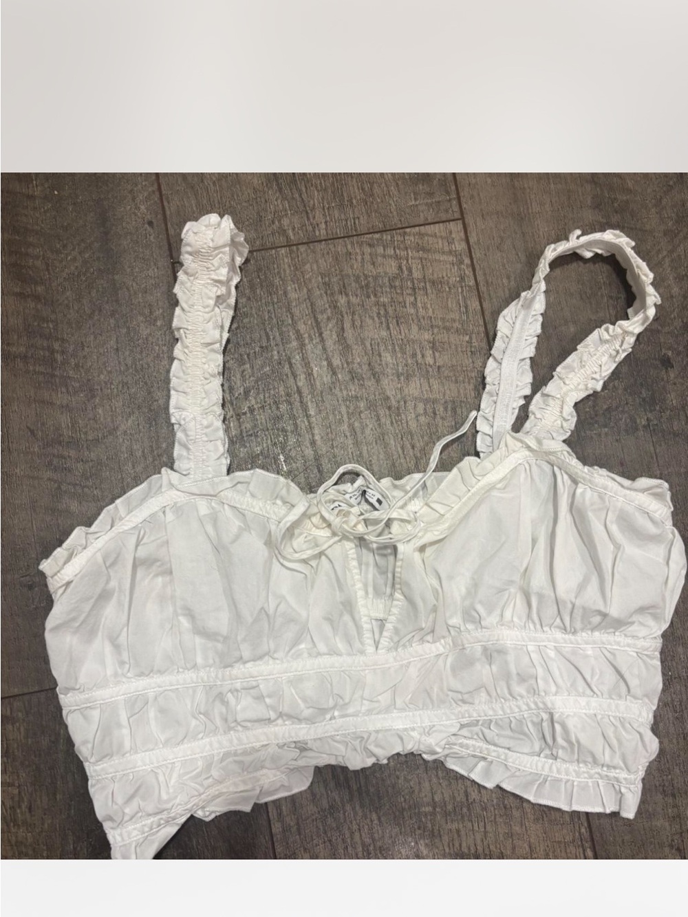 Zara White Ruffled Tie-Front Crop Top
